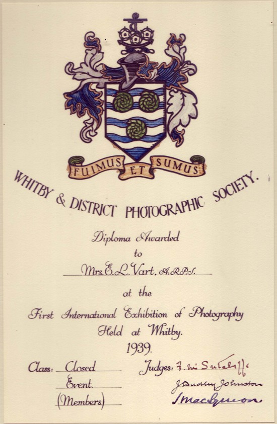 whitbyphotosocietycertificate - Old Whitby Photos